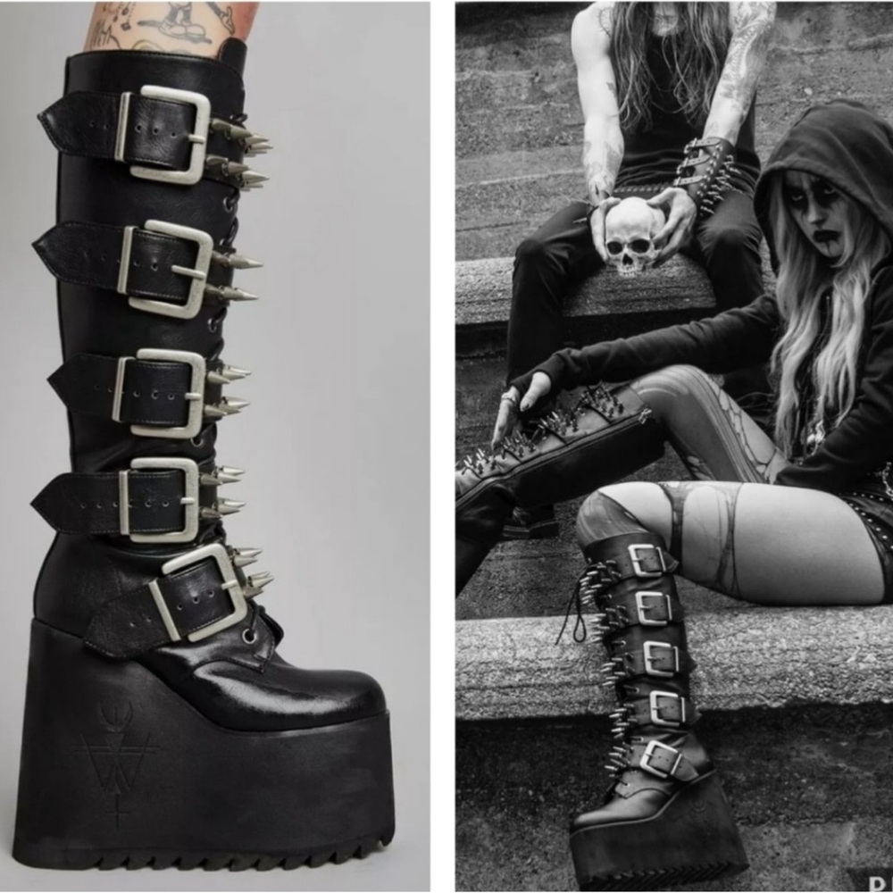 NEW DOLLS KILL WIDOW APPETITE FOR DESTRUCTION BOOTS Sz 8 - Picture 4 of 15